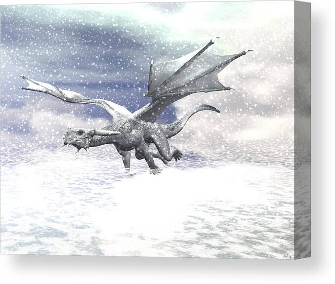 Dragon Canvas Print featuring the digital art Snow Dragon by Michele Wilson