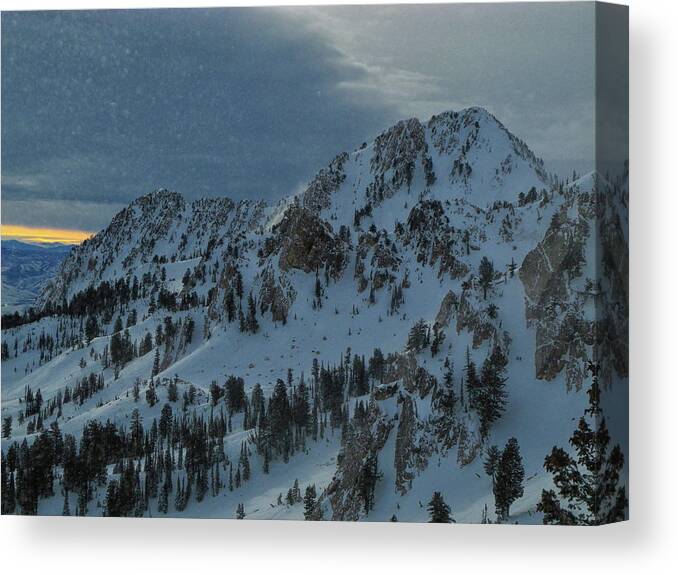 Snowbasin Ski Area As A Snow Globe Canvas Print featuring the photograph Snowbasin Ski Area as a Snow Globe by Raymond Salani III