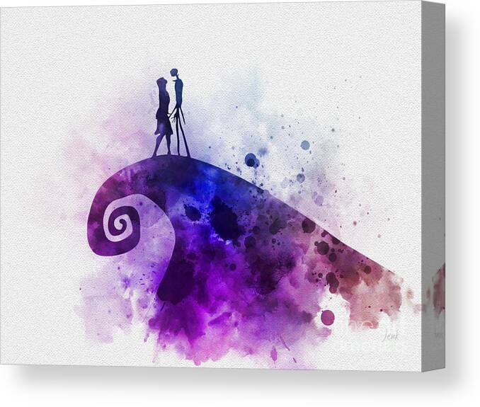 Nightmare Before Christmas Canvas Print featuring the mixed media Snowy Hill by My Inspiration