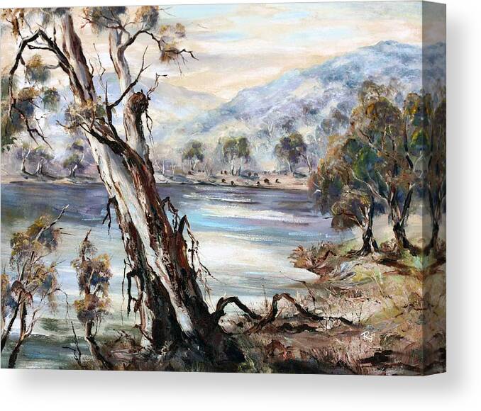 Snowy River Canvas Print featuring the painting Snowy River by Ryn Shell
