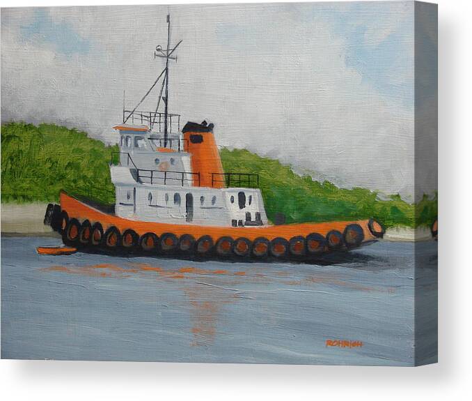 Work Boats Canvas Print featuring the painting So Thats Where All The Tires Go by Robert Rohrich