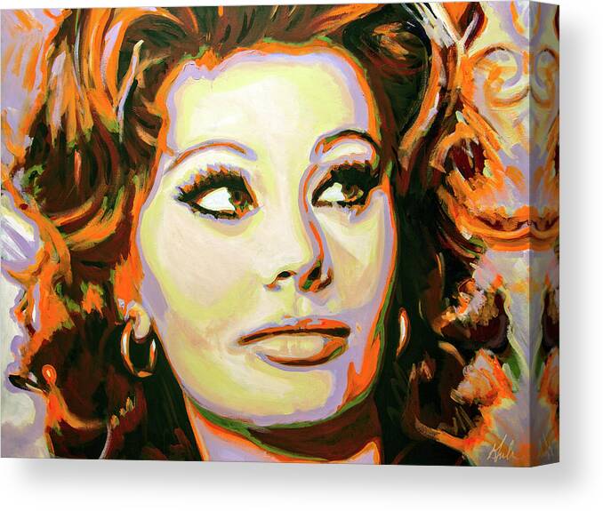 Italian Actress Canvas Print featuring the painting Sophia by Steve Gamba