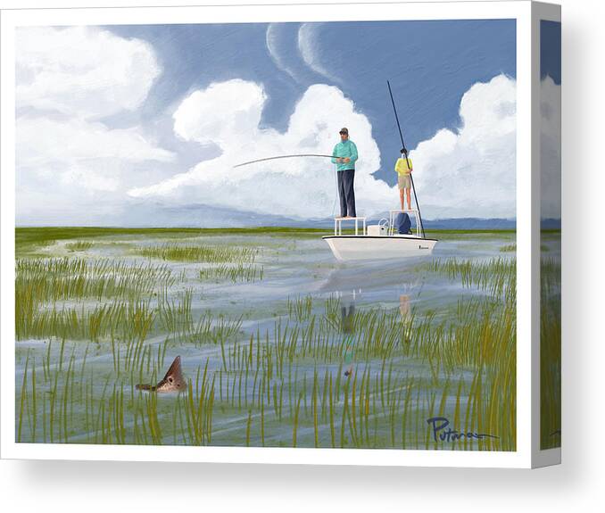 Redfish Canvas Print featuring the digital art Spot On by Kevin Putman