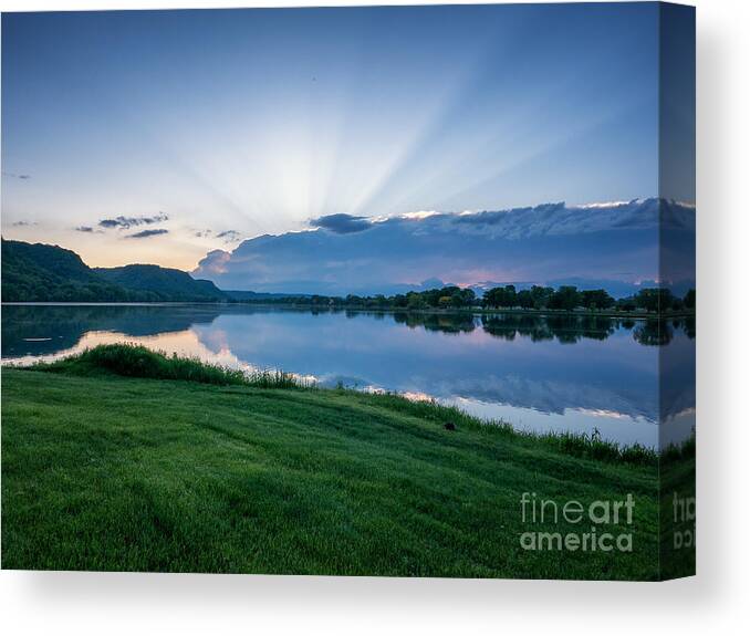 East Lake Winona Canvas Print featuring the photograph Spring Sunset East Lake Winona by Kari Yearous
