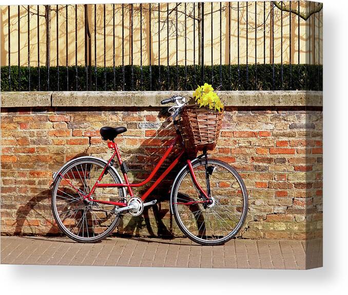 Bicycle Canvas Print featuring the photograph Spring Sunshine And Shadows - Bicycle in Cambridge by Gill Billington