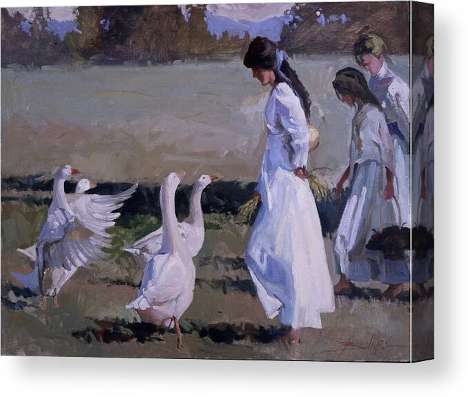 Women In White Canvas Print featuring the painting Spring Temptress by Elizabeth - Betty Jean Billups