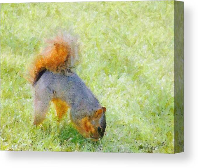 Squirrel Canvas Print featuring the painting Squirrelly by Jeffrey Kolker