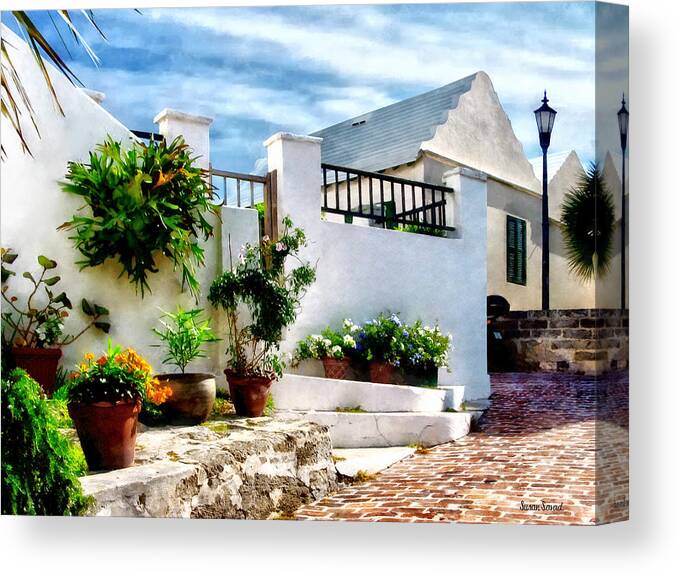 St George Canvas Print featuring the photograph St George Bermuda - Sunny Street by Susan Savad