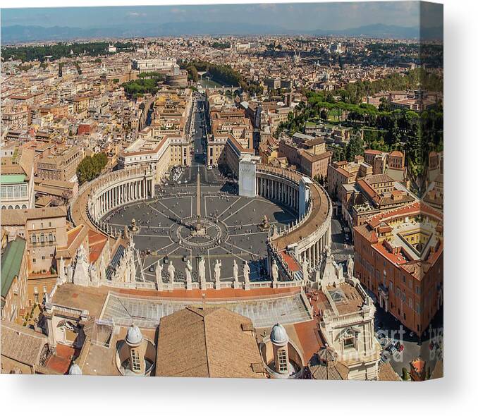 Piazza San Pietro Canvas Print featuring the photograph St Peter Cathedral Vatican City Rome by Maria Rabinky