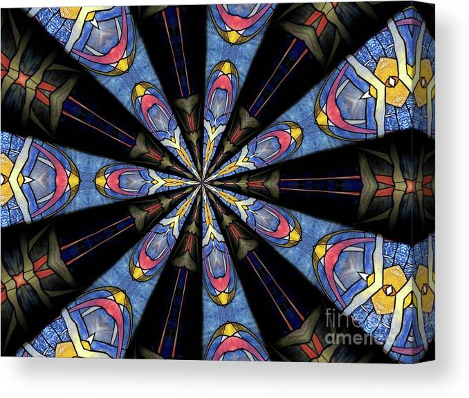 Stained Glass Window Canvas Print featuring the photograph Stained Glass Kaleidoscope 28 by Rose Santuci-Sofranko