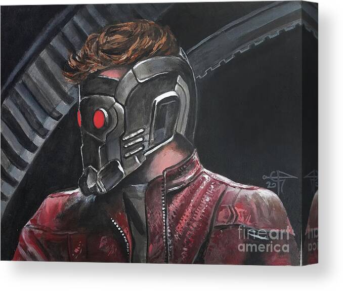 Guardians Of The Galaxy Canvas Print featuring the painting Starlord by Tom Carlton