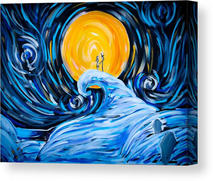 Vincent Van Gogh Canvas Print featuring the painting Starry Spiral Hill Night by Marisela Mungia