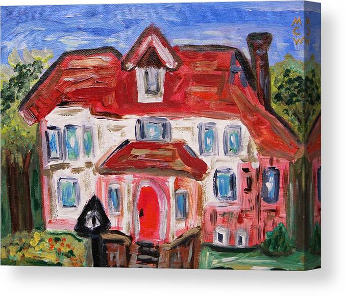 Urban Canvas Print featuring the painting Stately City House by Mary Carol Williams