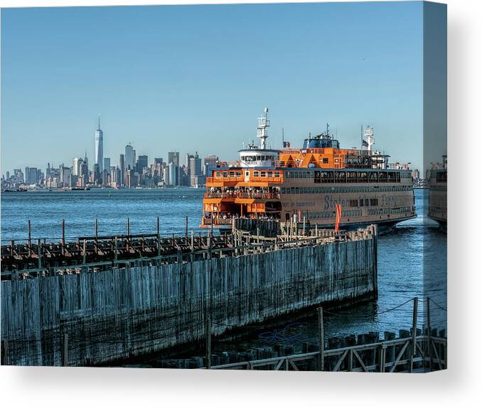  Canvas Print featuring the photograph Staten Island Ferry by Steve Sahm