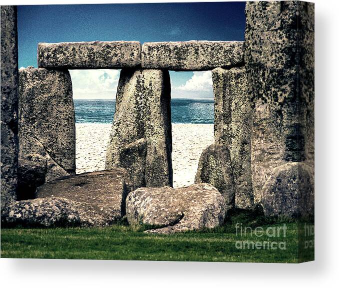 Stonehenge Canvas Print featuring the digital art Stonehenge On The Beach by Phil Perkins