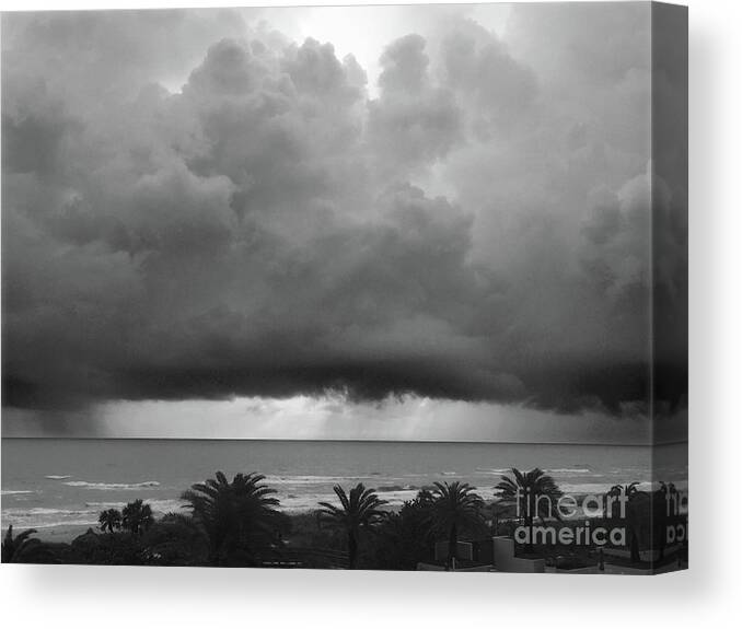 Black And White Canvas Print featuring the photograph Storm Brewing by Mariarosa Rockefeller