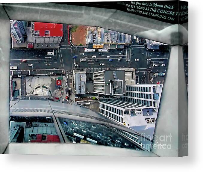 Sky Tower Canvas Print featuring the photograph Straight Down Skyline by Jennie Breeze