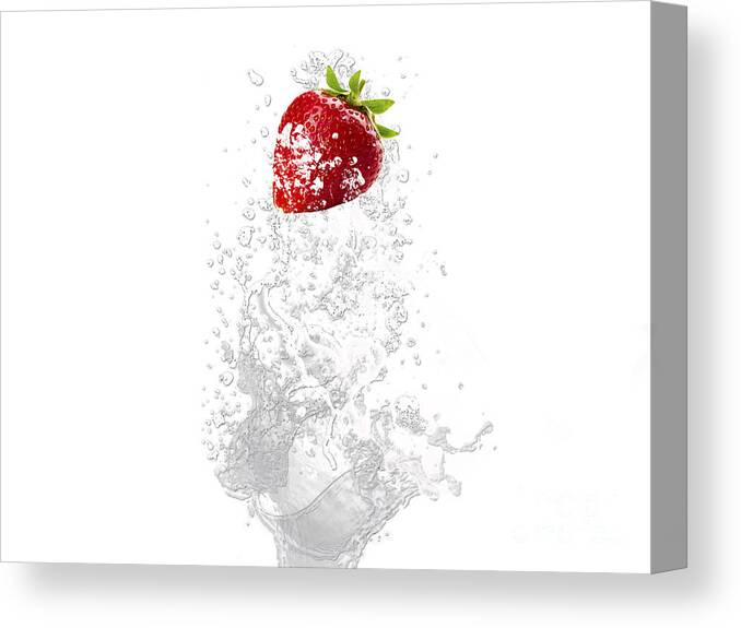 Strawberry Canvas Print featuring the mixed media Strawberry Splash by Marvin Blaine
