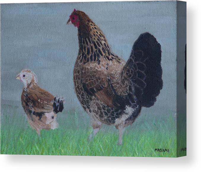 Chicken Canvas Print featuring the painting Stroll by Masami Iida