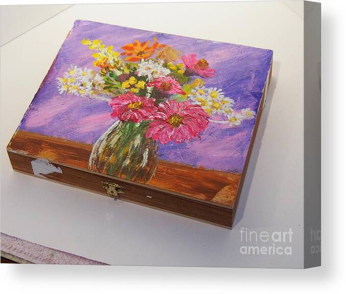 #cigarboxart #cigarbox Canvas Print featuring the painting Summer Flowers by Francois Lamothe