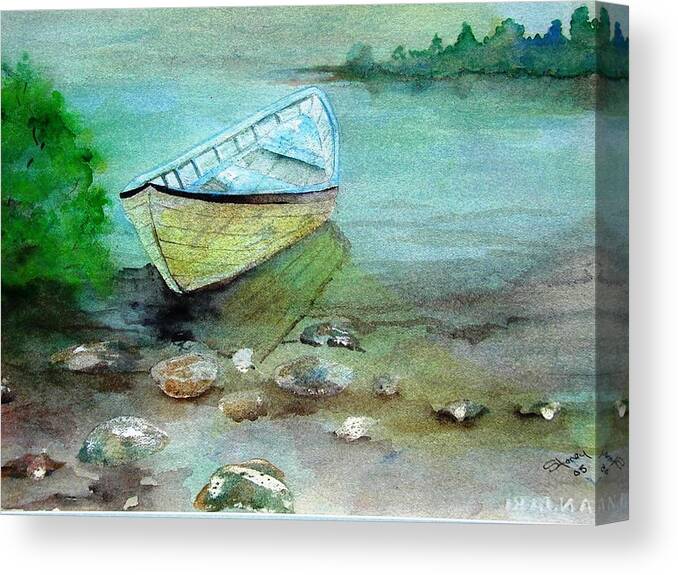 River Canvas Print featuring the painting Summer rowboat by Sandi Stonebraker