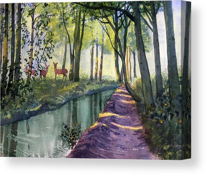 Glenn Marshall Canvas Print featuring the painting Summer Shade in Lowthorpe Wood by Glenn Marshall