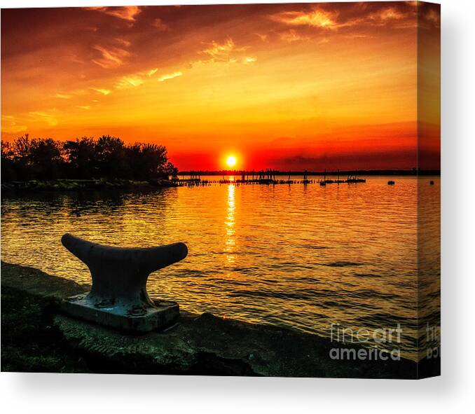 Riverview Canvas Print featuring the photograph Summer Sunset at the Riverview by Nick Zelinsky Jr