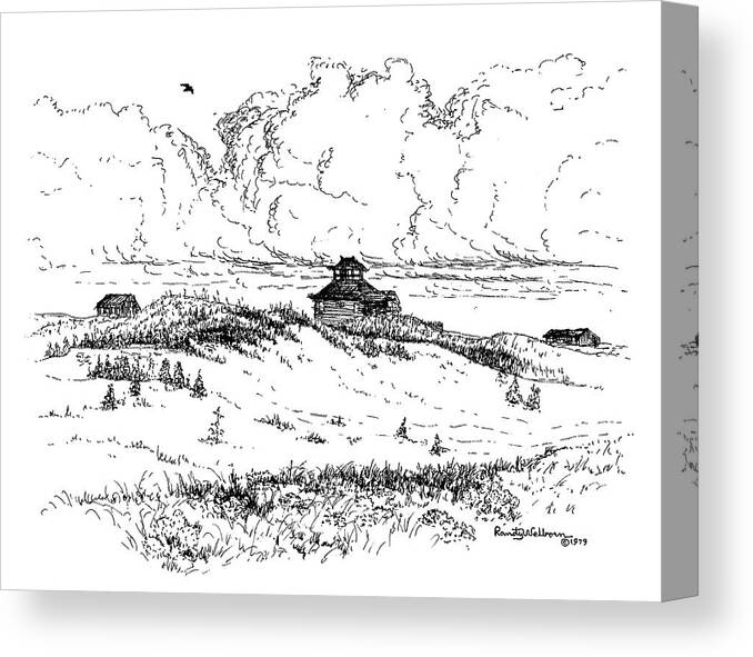 Summer Canvas Print featuring the drawing Summer Thunderheads by Randy Welborn