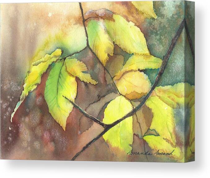 Leaves Canvas Print featuring the painting Sun Kissed 1 by Amanda Amend