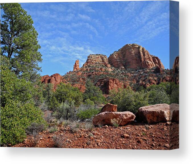 Mesa Canvas Print featuring the photograph Sunlight Washes the Rugged Land by Lynda Lehmann