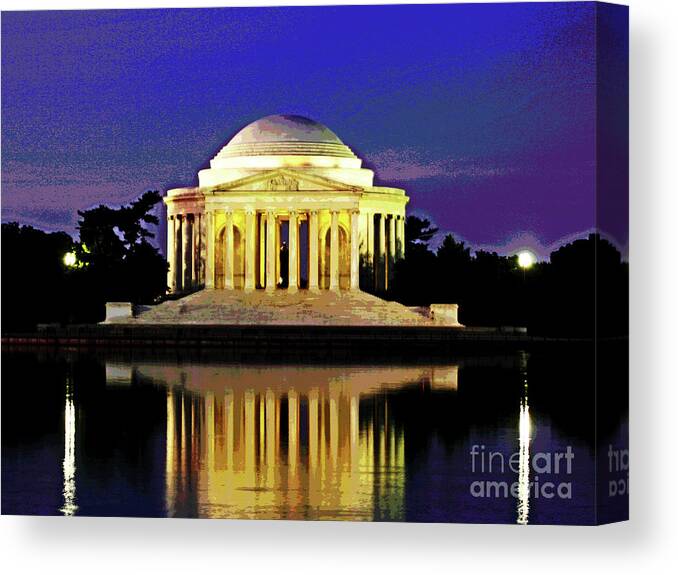 Larry Canvas Print featuring the photograph Sunrise At Jefferson Memorial by Larry Oskin
