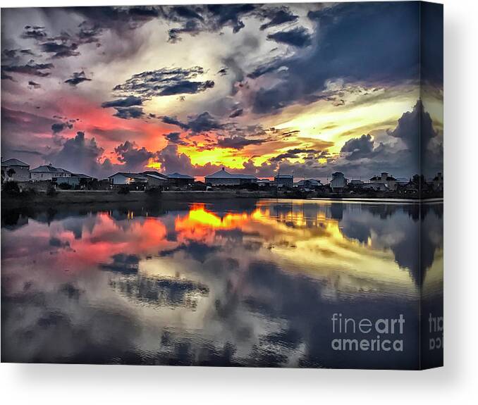 Sunset Canvas Print featuring the photograph Sunset at Oyster Lake by Walt Foegelle
