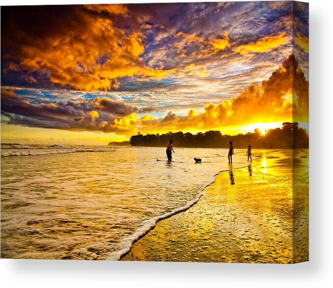 Landscape Canvas Print featuring the photograph Sunset at the Coast by Iris Greenwell