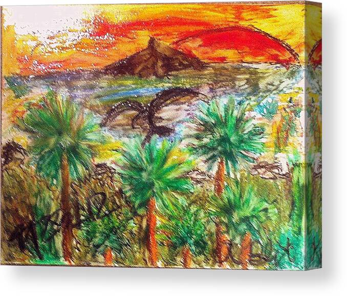 Sunset Canvas Print featuring the mixed media Sunset in Paradise by Andrew Blitman