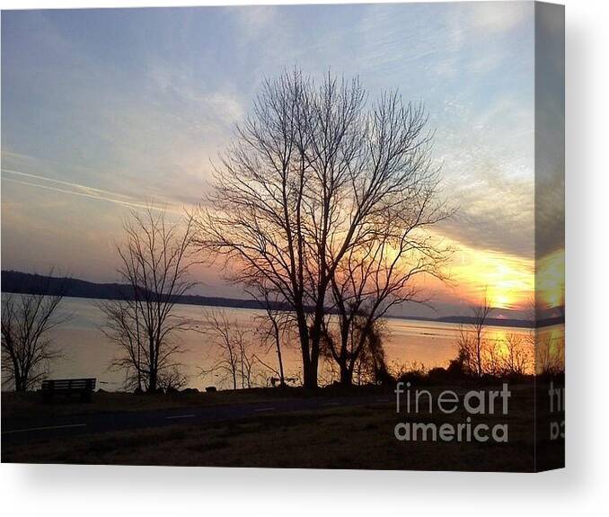 Sunset Canvas Print featuring the photograph Sunset over the Potomac by Jimmy Clark