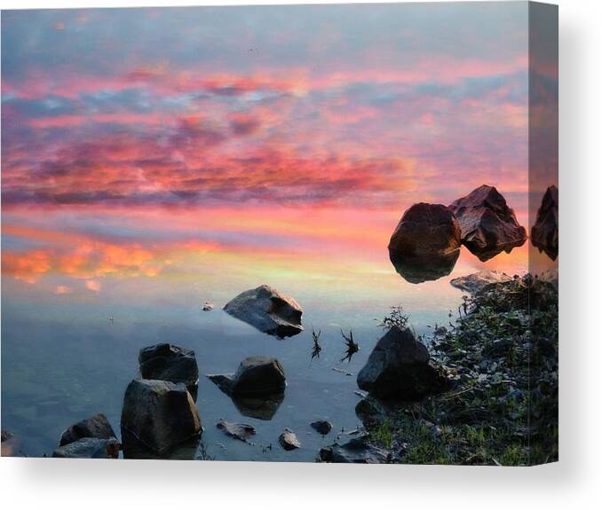 Surrealism Canvas Print featuring the photograph Sunset Reflection by Marcia Lee Jones