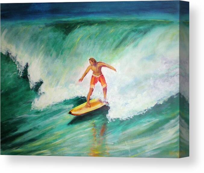 Surfer Canvas Print featuring the painting Surfer Dude by Patricia Piffath