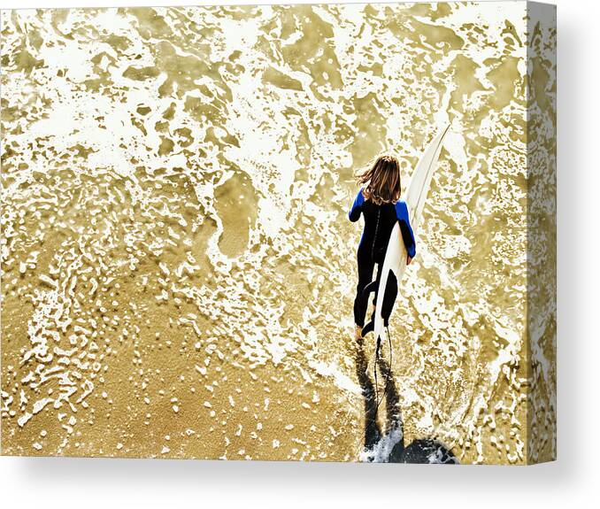 Teenager Canvas Print featuring the photograph Surfer Girl At Swami's by Sherry Curry