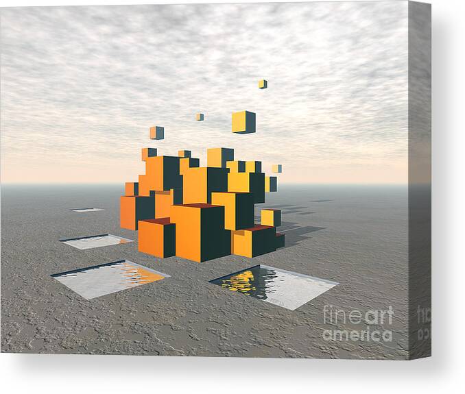 Surreal Canvas Print featuring the digital art Surreal Floating Cubes by Phil Perkins