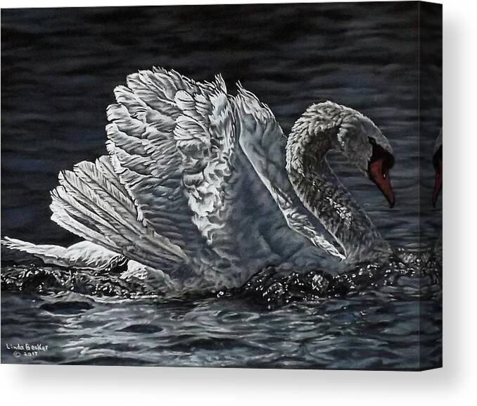 Swan Canvas Print featuring the painting Swan by Linda Becker