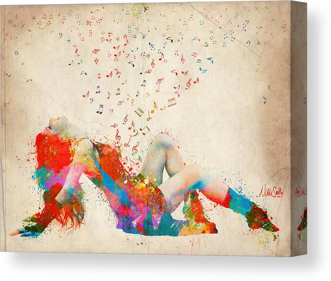 Song Canvas Print featuring the digital art Sweet Jenny Bursting with Music by Nikki Smith