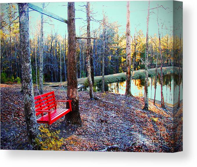 Nature Photography Canvas Print featuring the photograph Swing Across time by Laura Brightwood