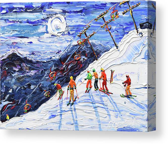 Morzine Canvas Print featuring the painting Swiss Wall Avoriaz by Pete Caswell