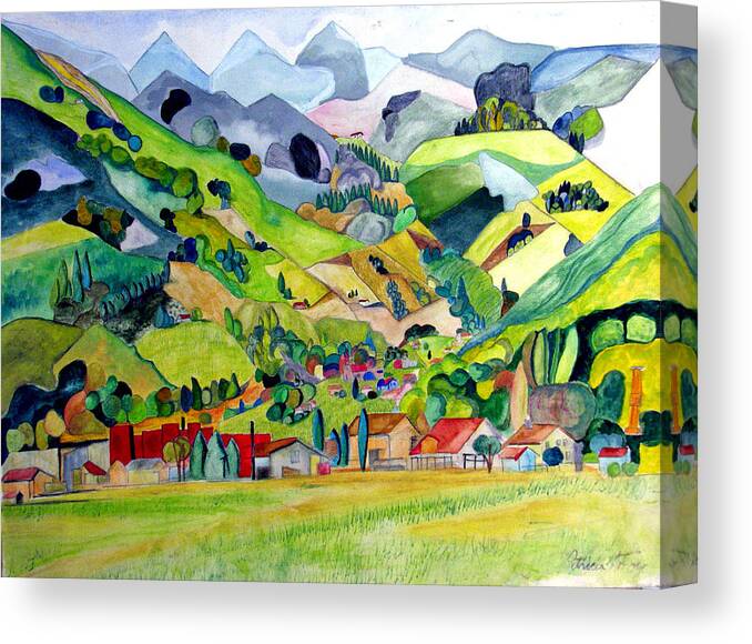 Landscape Canvas Print featuring the painting Switzerland by Patricia Arroyo