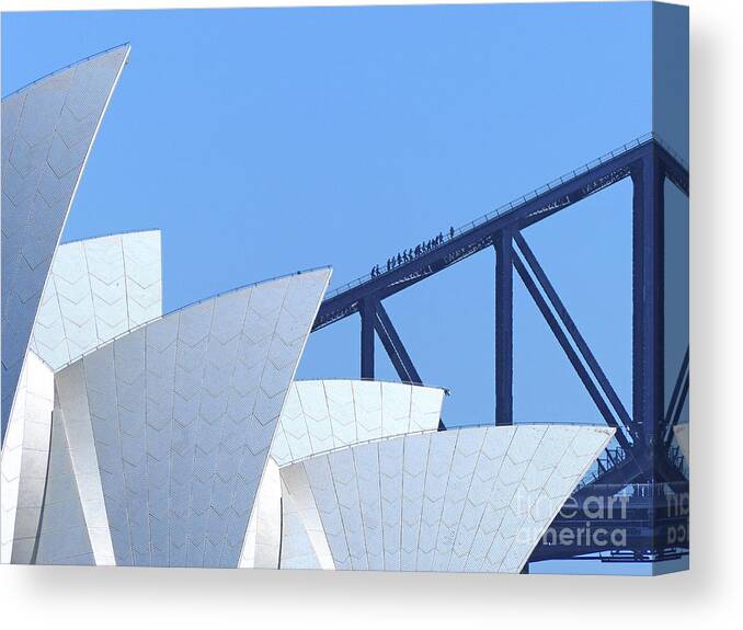 Sydney Opera House Canvas Print featuring the photograph Sydney Opera House and Sydney Harbour Bridge by Phil Banks