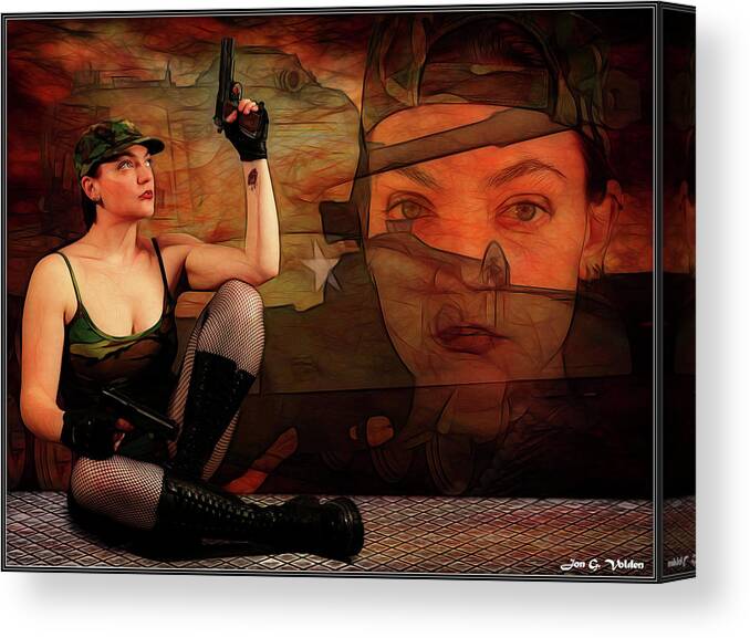 Tank Canvas Print featuring the photograph Tank Girl Memories by Jon Volden