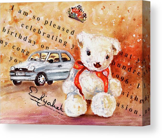 Truffle Mcfurry Canvas Print featuring the painting Teddy Bear William by Miki De Goodaboom