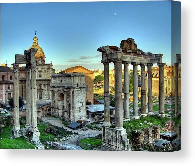 Temple Canvas Print featuring the painting Temple of Saturn by Troy Caperton
