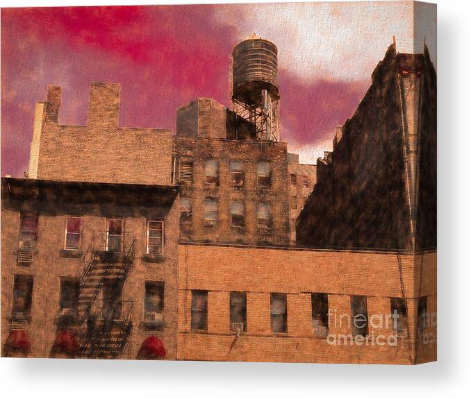 City Canvas Print featuring the mixed media Tenements by Susan Lafleur