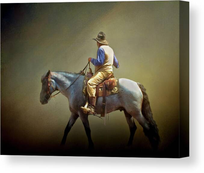 Americana Canvas Print featuring the photograph Texas Cowboy and His Horse by David and Carol Kelly